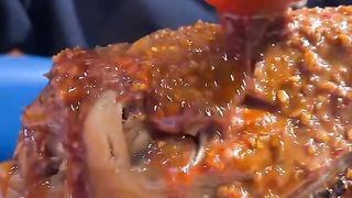 goat head mukbang with spicy sauce #mukbang