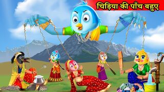 चिड़िया की पांच बहुएं _chidiya wala cartoon_cartoon hindi_moral story_hindi stories_tuni chidiya