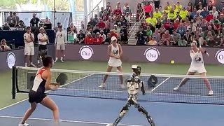 Robot Playing Pickleball with Humans, Who Wins_ Incredible Wonder Studio Ai #shorts