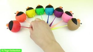 Apprentissage amusant des formes et des couleurs avec les sucettes arc-en-ciel Play Doh Elmo pour enfants