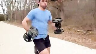 Sprinting with heavier and heavier weights.