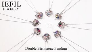 Iefil Valentines Day Gifts - 925 Sterling Silver Rose Heart Birthstone Necklace Mothers