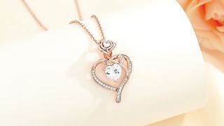 LOUISA SECRET Rose Flower Heart Birthstone Necklace Gifts for Women