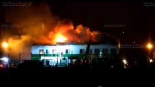 Novocherkassk, Russia, one of the buildings in a military unit belonging to the 150th division burned down completely