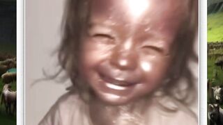 "Hilarious little girl putting makeup"