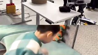 Robot vs human in clothing packaging