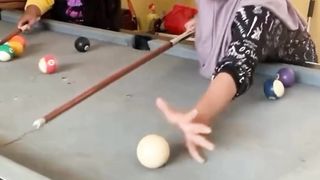 When a mother shows her billiard god skills