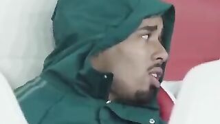 jesus singing with arsenal fans during match day.   UEFA champions league draw arsenal vs Bayern