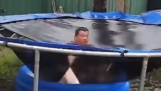 Trampoline pool fart = rating 10