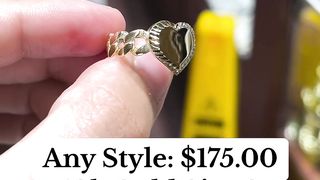 Ladies Cuban Link Engravable Heart Rings