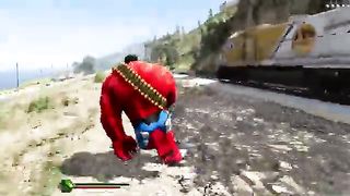GTA 5 Red Hulk STOP THE TRAIN