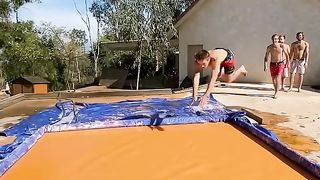 Jumping onto Oobleck ???? solid or liquid_.