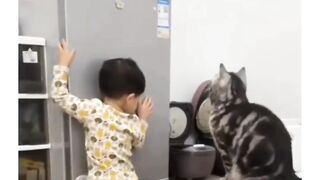 Cat help to the child