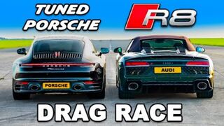 Tuned Porsche v V10 Audi: DRAG RACE