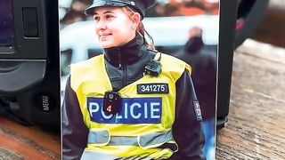 Beautiful policewoman in Prague