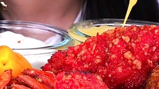 Giant fried lobster covered in cheesy  cheetos ASMR