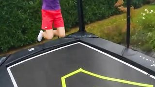 Jumping into impossible SHAPES #trampoline #backflip #challenge.