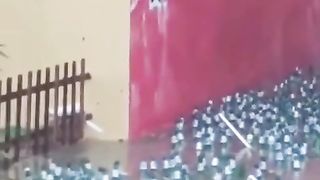 Beer bottles are floating somewhere about their business