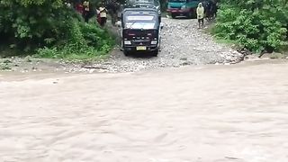 The bus hit a flash flood
