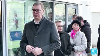 'In Belgrade, Serbian President Aleksandar Vucic votes in two elections- municipal and legislative'