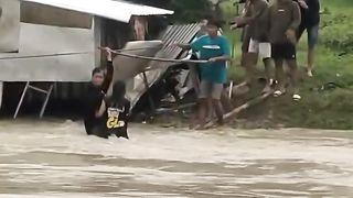 several people were swept away by the strong river current