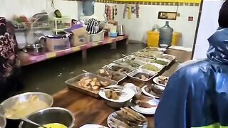 flooded food stalls