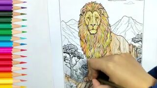 Roaring Success Coloring a Majestic Lion with Realistic Fur Details and Shading!
