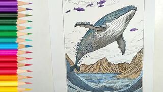 Coloring a Majestic Whale Creating Depth and Texture with Colored Pencils!