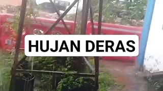 heavy rain accompanied by the sound of frogs