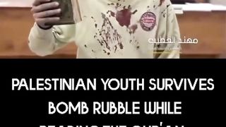 survived the collapse of Israeli bombs Palestinian youth survives bomb rubble while reading the qur'an