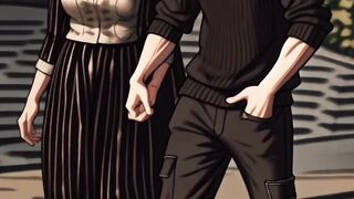 Romantic couple walk