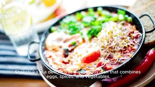 A delicious and nutritious shakshuka recipe with eggs, spices and healthy vegetables