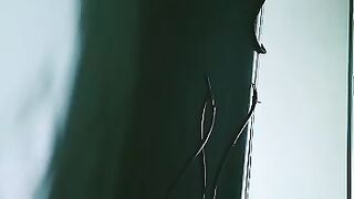 Sweet Green Chameleon climbing the wall