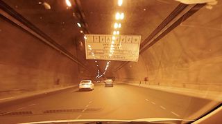 Traveling under tunnel