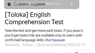 [Toloka] English Comprehension Test