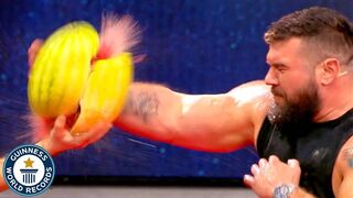 Most Watermelons Slapped in One Minute - Guinness World Records