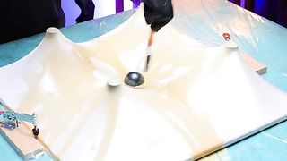He turned an ordinary fabric into a coffee table
