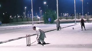 Old man playing cricket