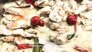 Delicious chicken recipe chicken with white sauce, vegetables, and red sauce