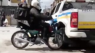Cat accident and delivery in police car.