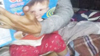 Cute baby reading
