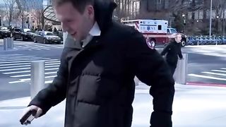 Wild wind seen in New York City