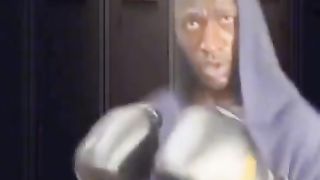Funny boxing introduce opponent