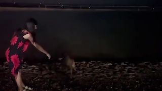 لن تصدق سيدة تدرب كلب مالينوا في الليل وفي البحر. كلب شرس انه المالينوا