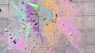 Crunchy and breaking Glass bottles