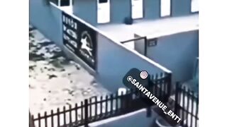 Dog Chasing Man around four segments of the compound.