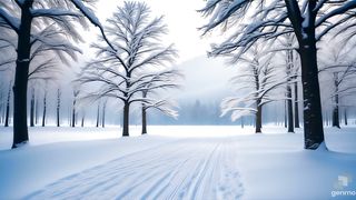 Snow is the weather in forest