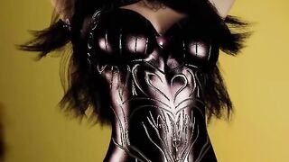 The anime girl dances like a shadow leopard