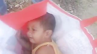 Little baby in the bag // funny video // funny moments