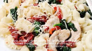 Delicious chicken pasta recipe with tomatoes and spinach